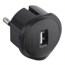Адаптер із USB зарядкою чорний 50681 Legrand