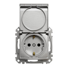Розетка із з/к зі шторками з кришкою SDD170024 алюміній матований Sedna Elements Schneider Electric