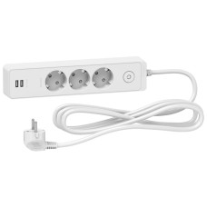 Подовжувач блочний Unica Extend ST943U3W 3x2К+З 3м білий Schneider Electric