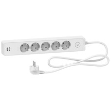 Подовжувач блочний Unica Extend ST945U1W 5x2К+З 1,5м білий Schneider Electric