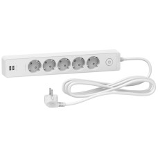 Подовжувач блочний Unica Extend ST945U3W 5x2К+З 3м білий Schneider Electric